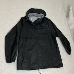 Misty Harbor Vintage Polyvinyl Hooded Raincoat Jacket in Black Men's Medium